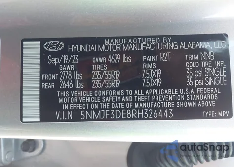 2024 Hyundai Tucson Sel from USA, damaged, VIN 5NMJF3DE8RH326443